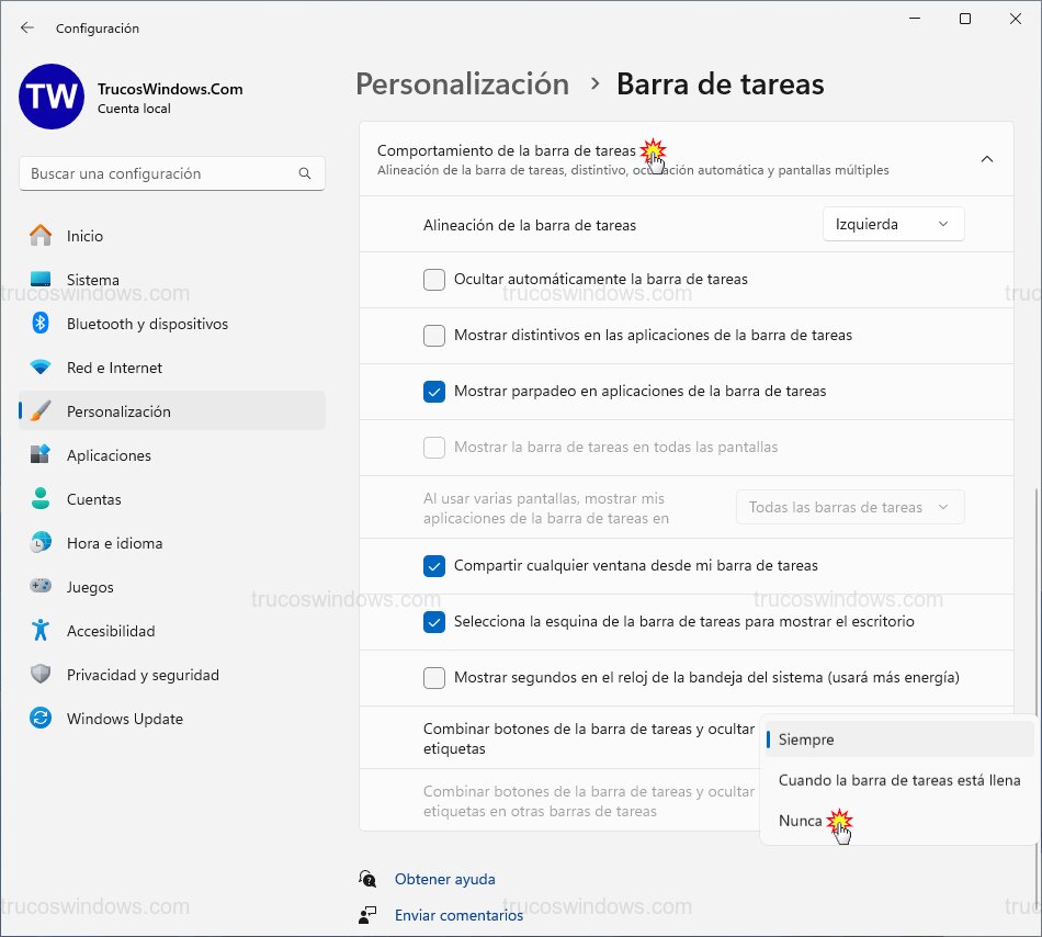 Ajustes Combinar Botones Etiquetas