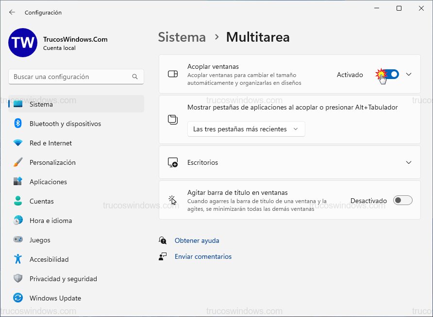 Desactivar Snap Layouts