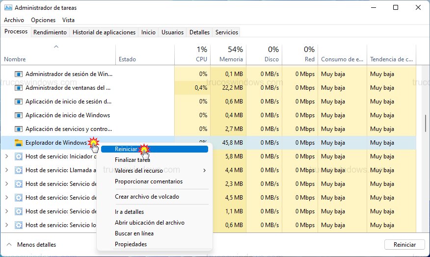 Reiniciar Explorador