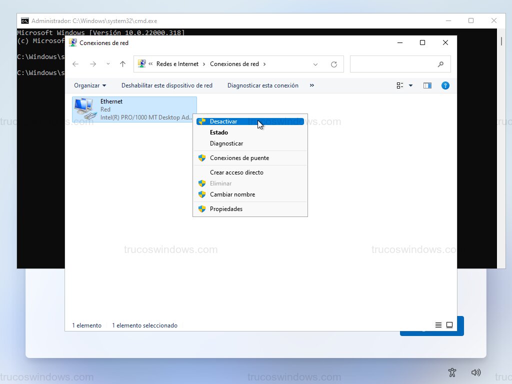 Desactivar adaptador de red