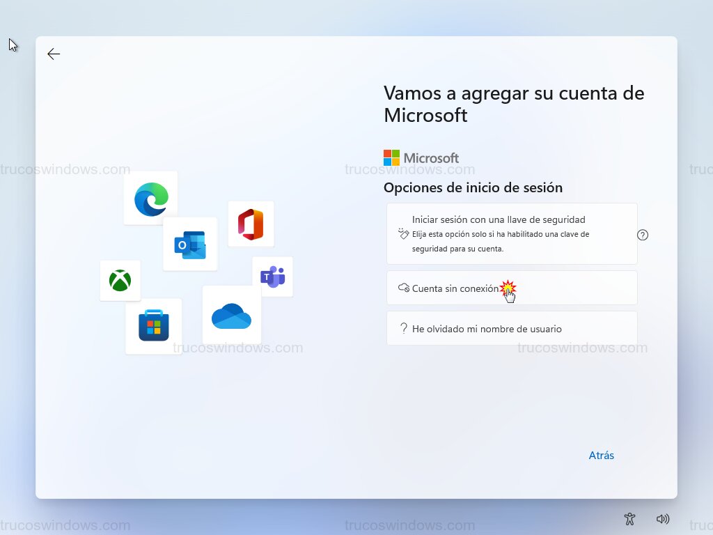 Seleccionar cuenta sin conexión