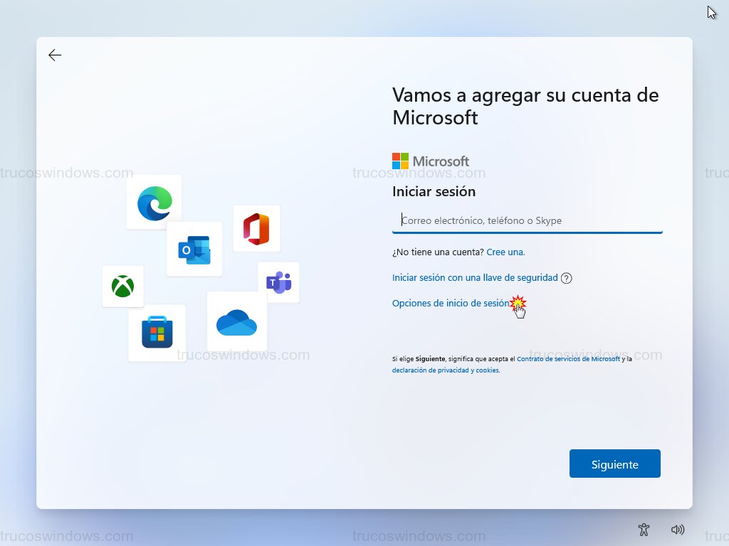 Opciones de inicio Pro
