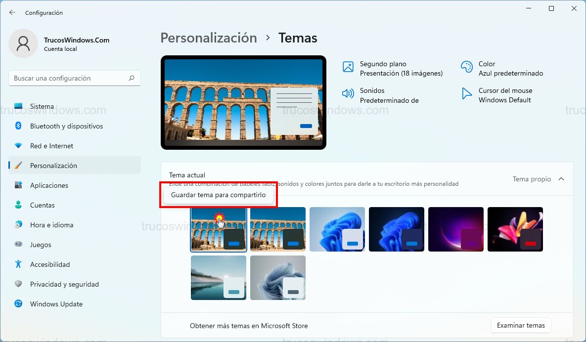 Exportar tema escritorio