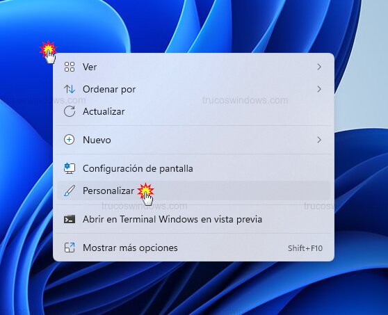Menú contextual escritorio Menú contextual escritorio