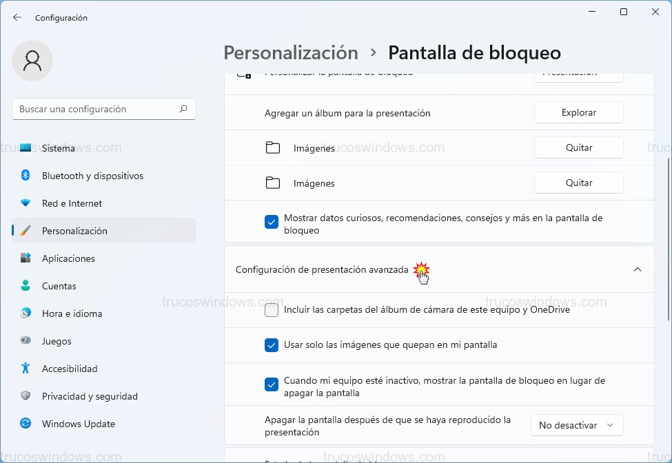 Ajustes avanzados presentación Ajustes avanzados presentación
