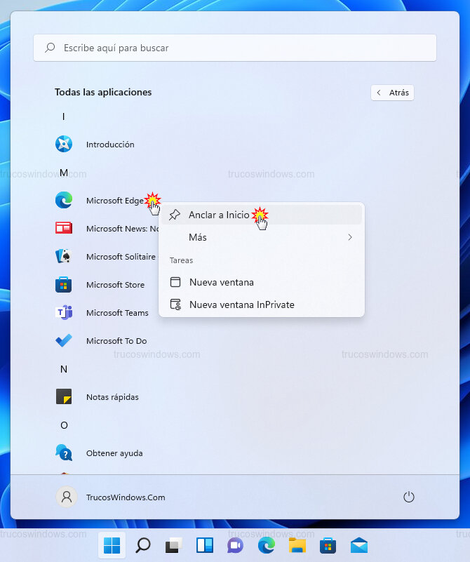 Anclar desde programas Anclar desde programas