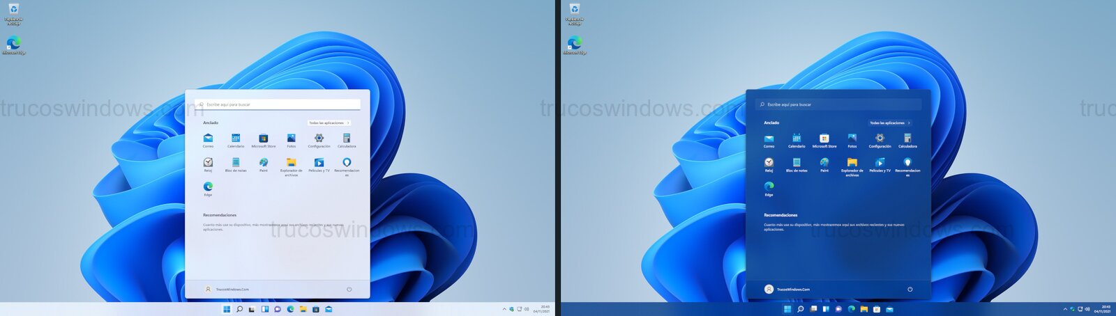 Menú Inicio personalizado Menú Inicio personalizado