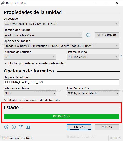 USB Booteable listo USB Booteable listo