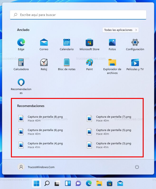 Recomendaciones Inicio Windows 11 Recomendaciones Inicio Windows 11