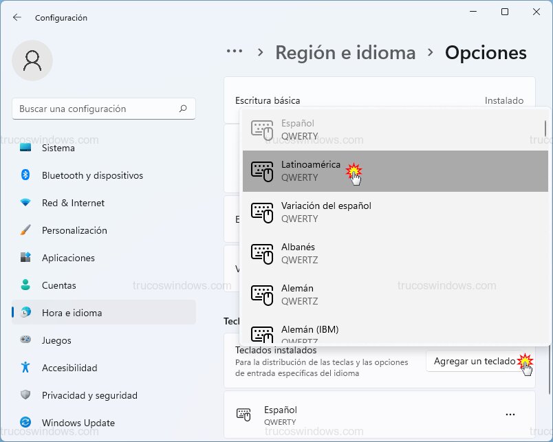 Agregar teclado nuevo Agregar teclado nuevo
