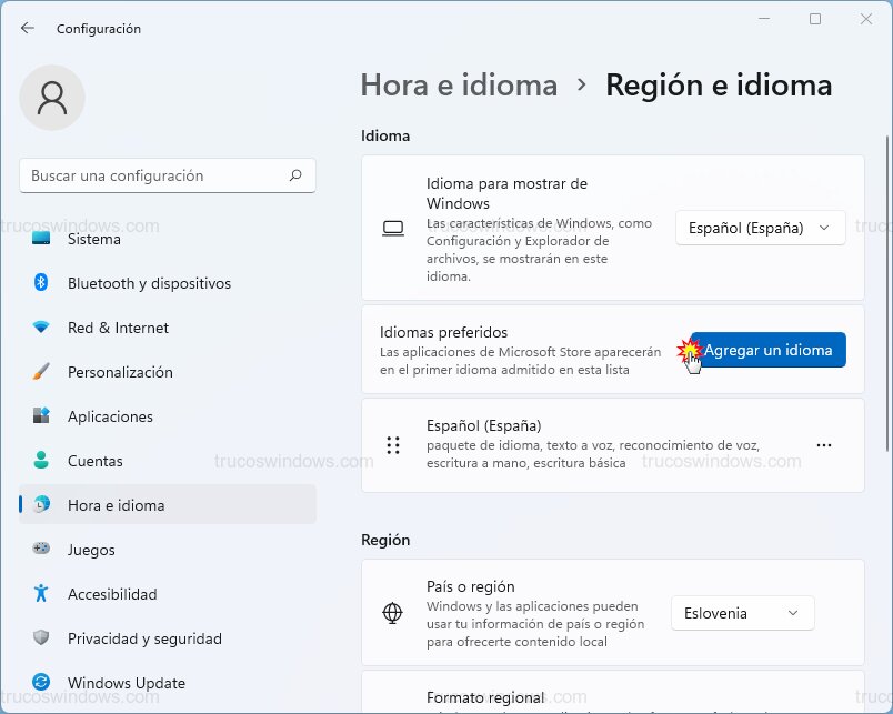 Botón Agregar Idioma Botón Agregar Idioma