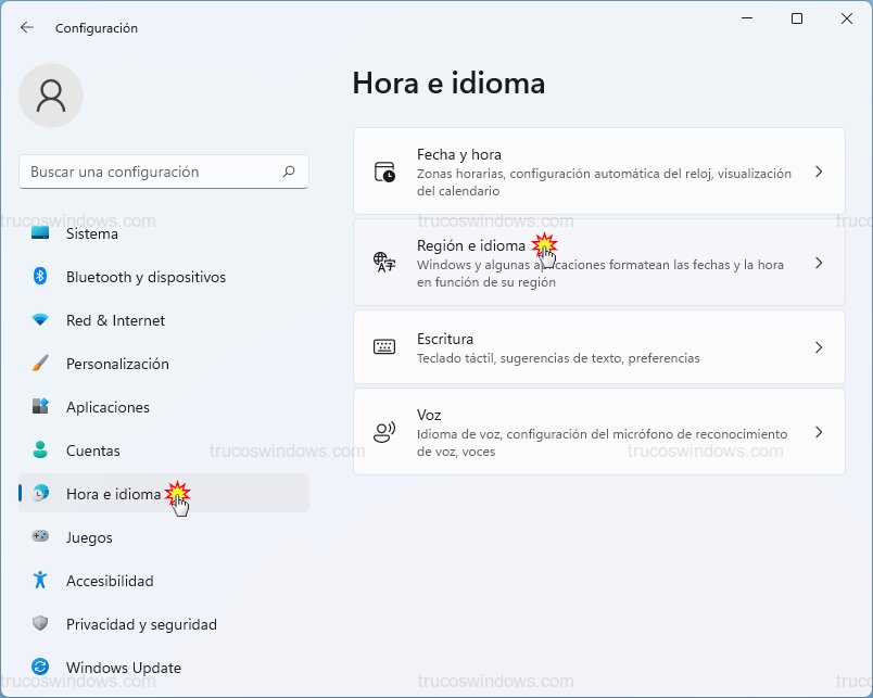 Sección Hora e Idioma Sección Hora e Idioma