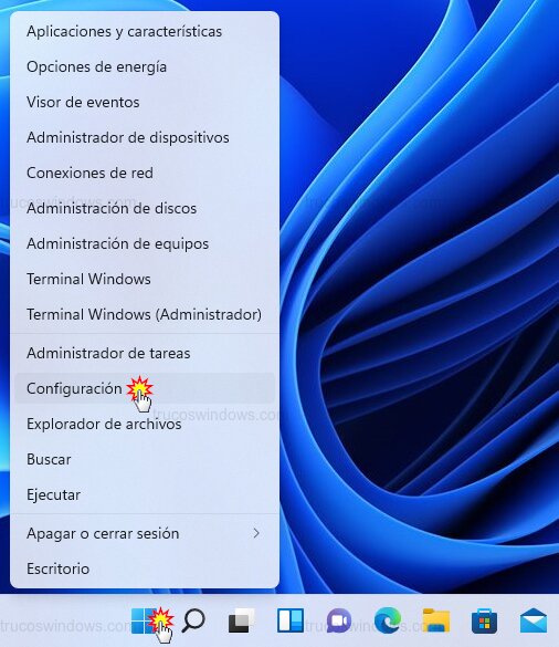 Menú Configuración Windows 11