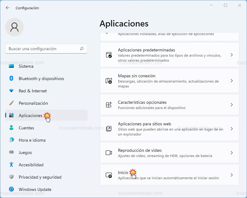 Menú Aplicaciones de Inicio