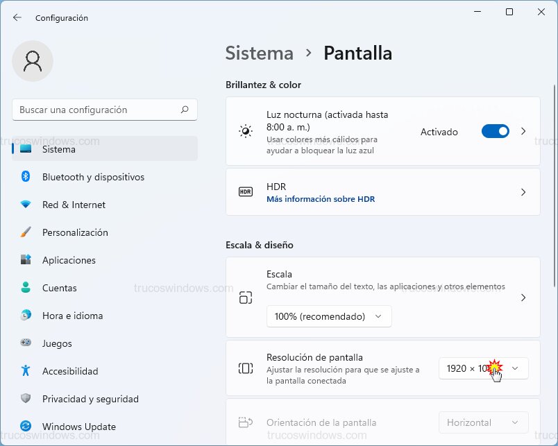 Resolución de pantalla Resolución de pantalla