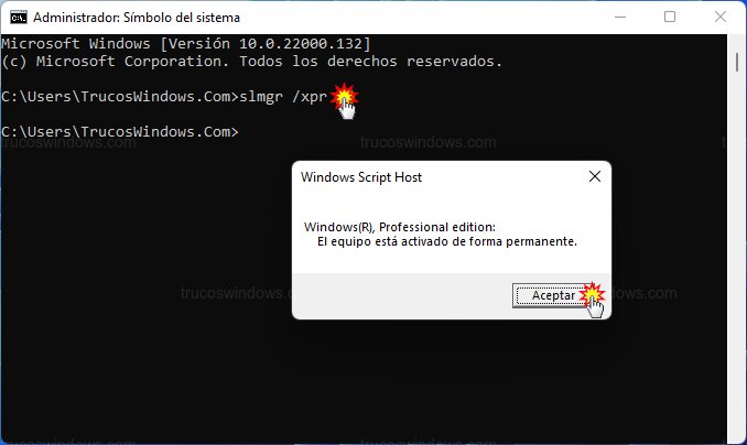 Confirmación de activación permanente