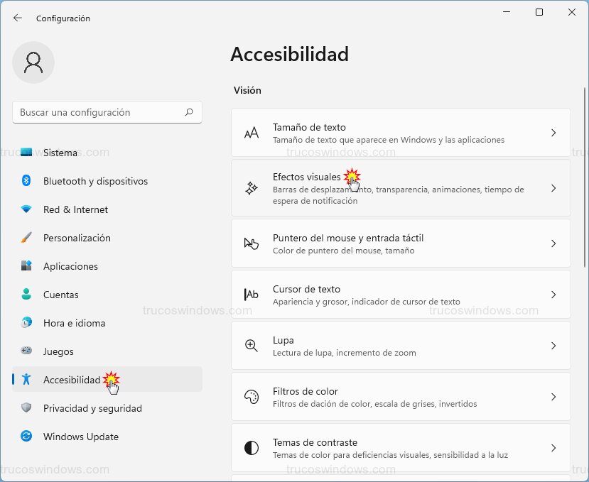 Efectos visuales accesibilidad