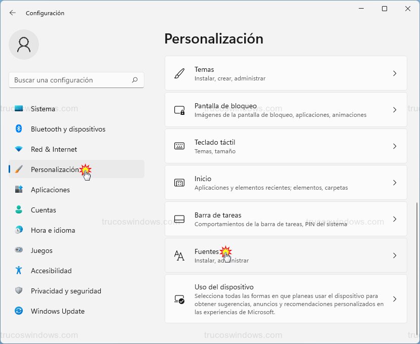 Menú Fuentes Menú Fuentes