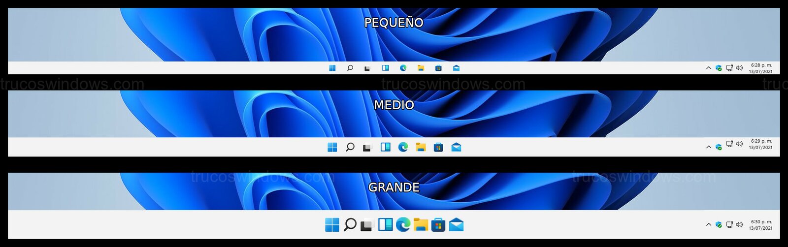 Comparativa tamaños barra Comparativa tamaños barra