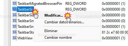 Modificar TaskbarSi Modificar TaskbarSi