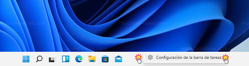 Acceso configuración barra Acceso configuración barra