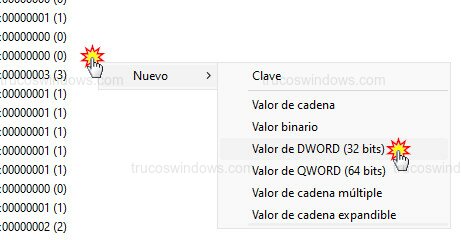 Crear valor registro Crear valor registro
