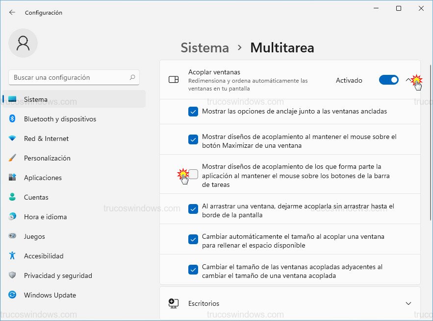 Opciones de Snap Opciones de Snap