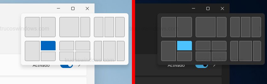 Menú Snap Layouts Menú Snap Layouts