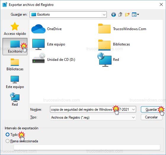 Exportar todo el registro Exportar todo el registro
