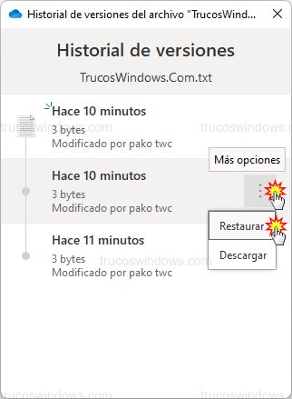 Recuperar versiones anteriores