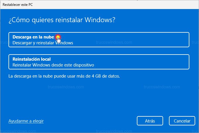 Selección descarga nube o local
