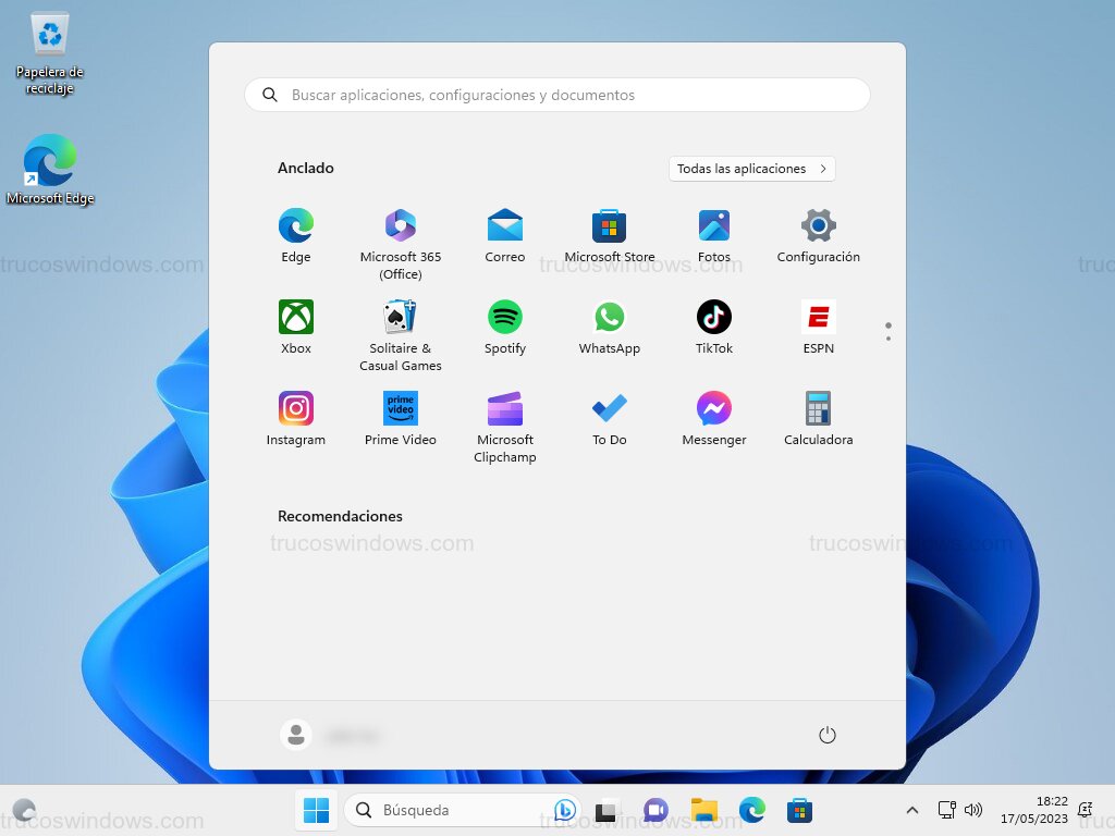 Escritorio de Windows 11 limpio