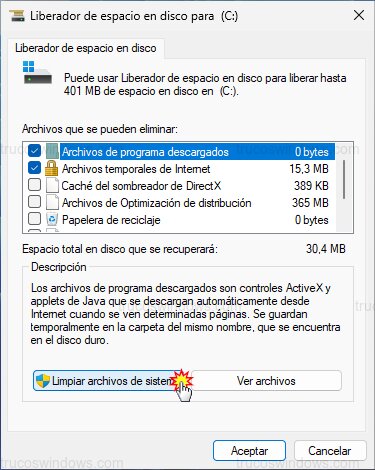 Limpiar archivos sistema Limpiar archivos sistema