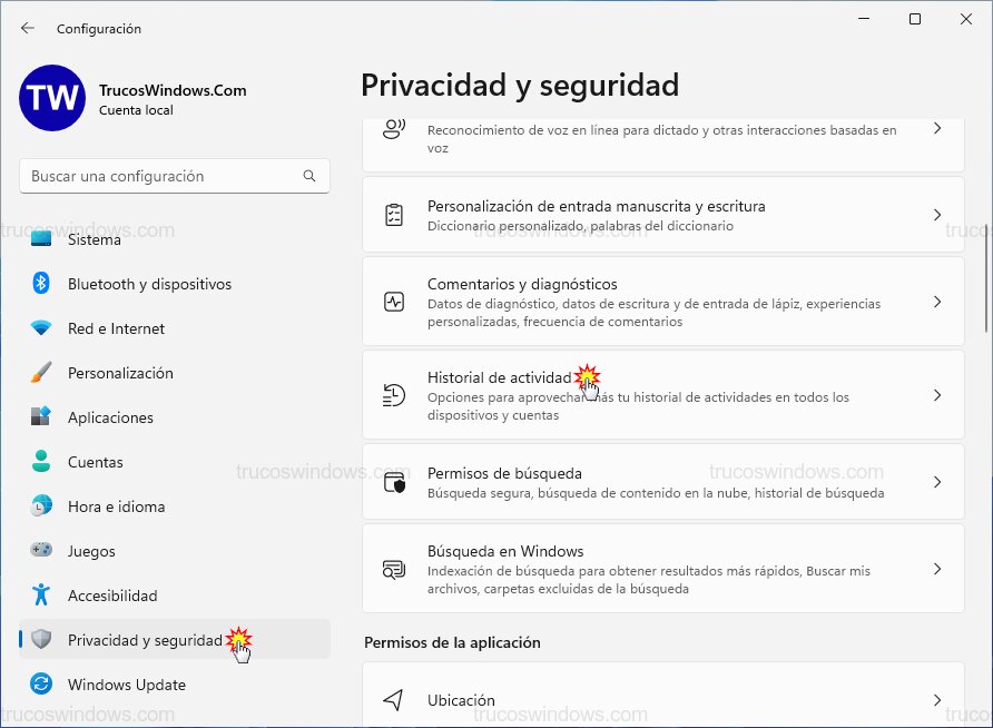 Privacidad de actividad Privacidad de actividad