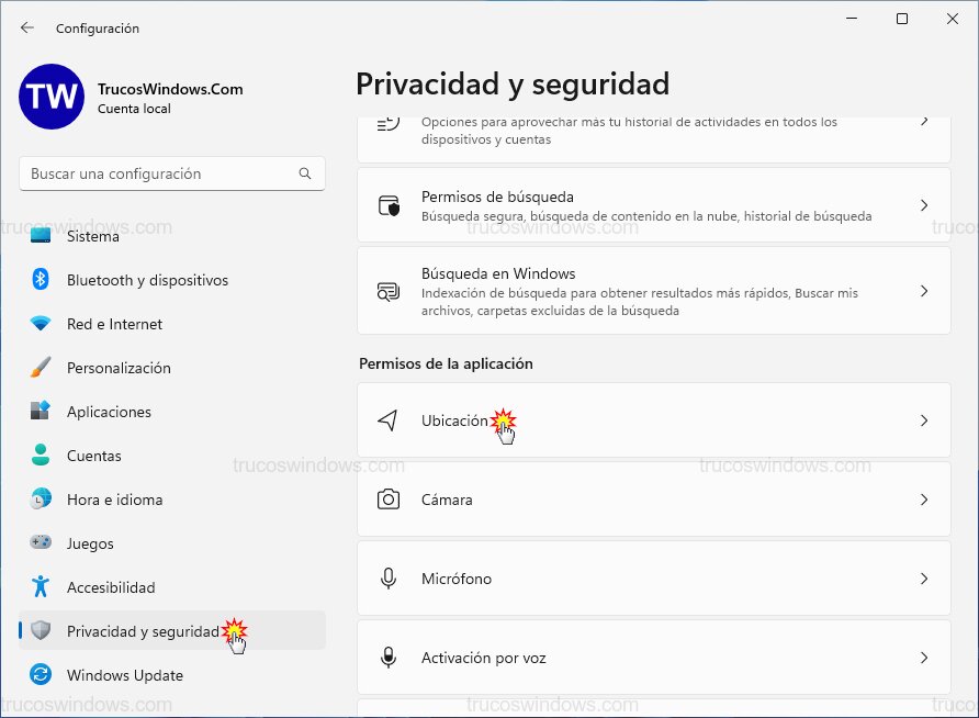 Ajustes de ubicación Ajustes de ubicación