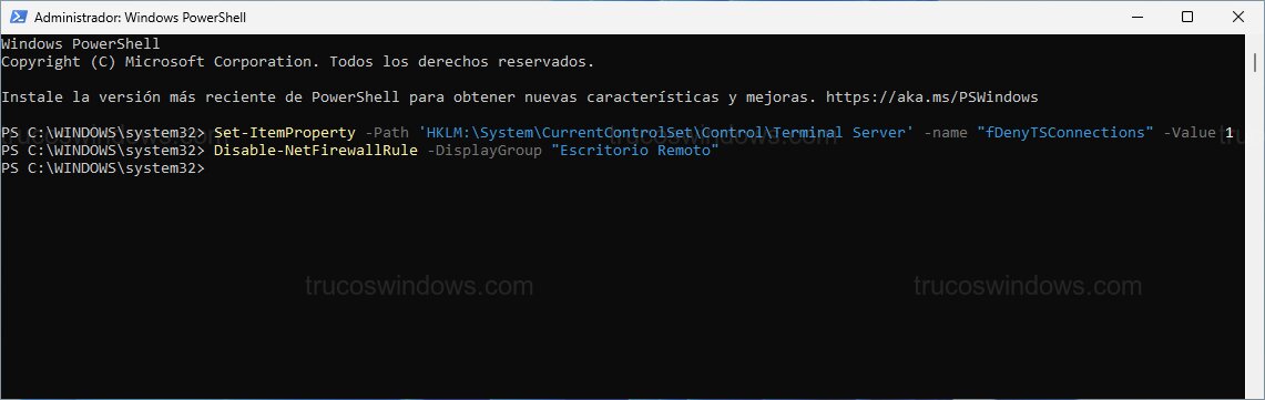 Bloqueo firewall RDP