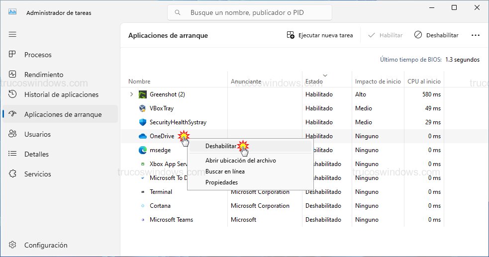 Deshabilitar programas inicio