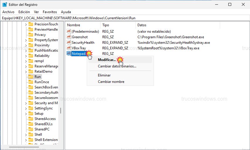 Modificar valor cadena