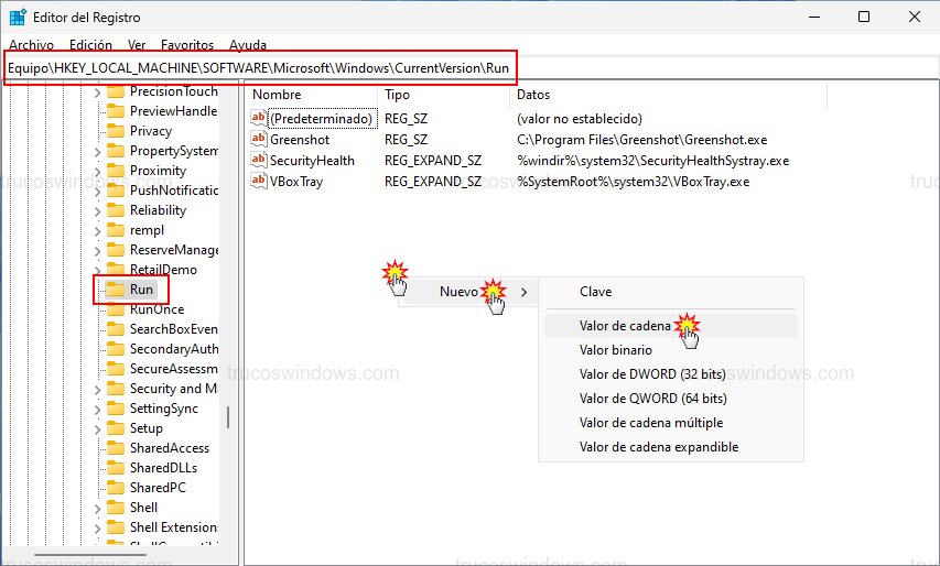 Nuevo valor registro