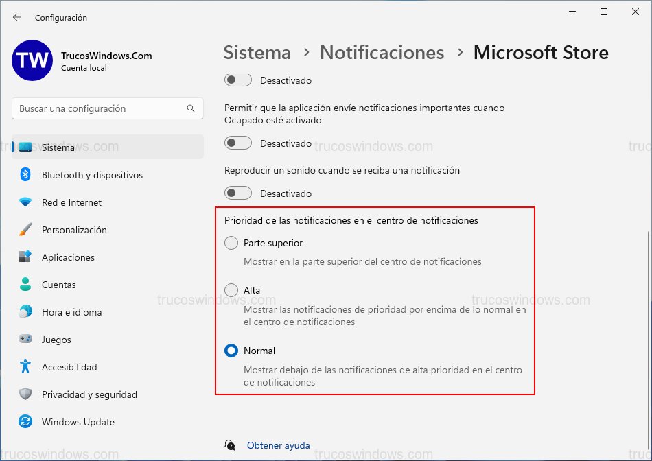 Niveles de prioridad