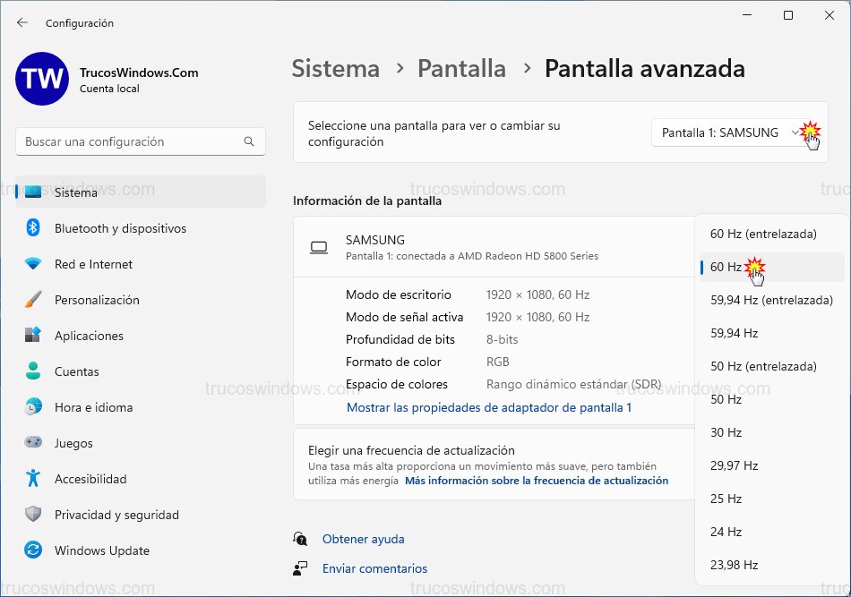 Cambiar hercios del monitor