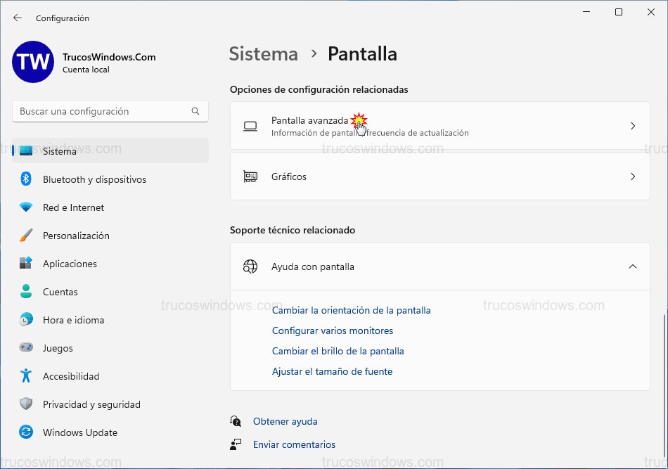 Ajustes de pantalla avanzada