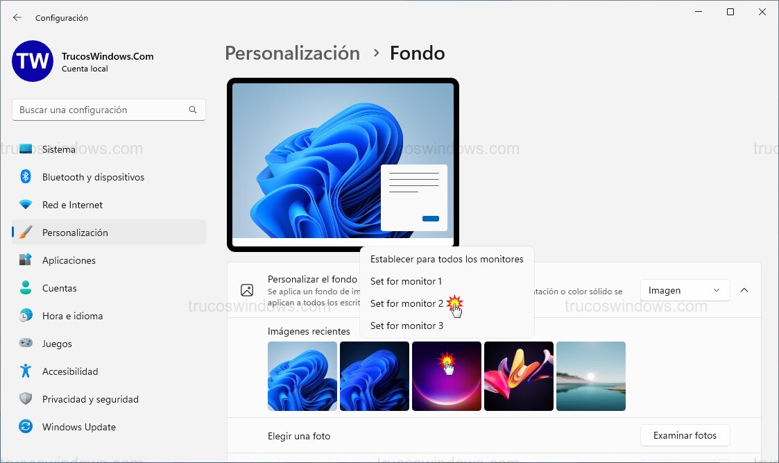 Asignar fondo por monitor