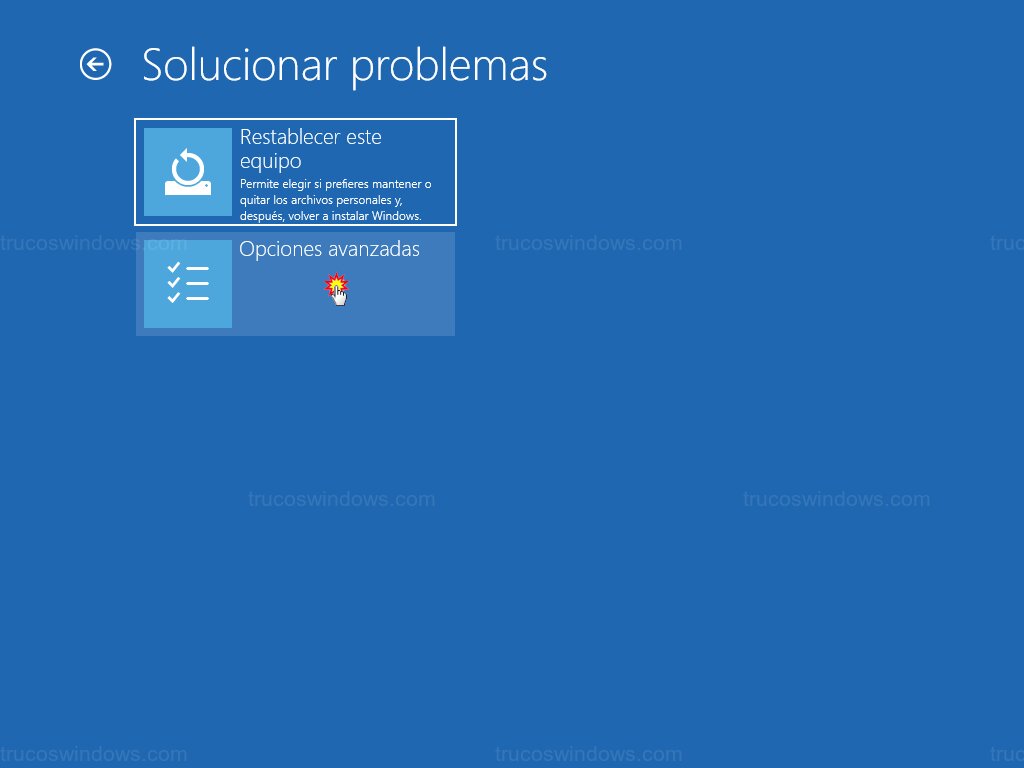 Opciones avanzadas de recuperación