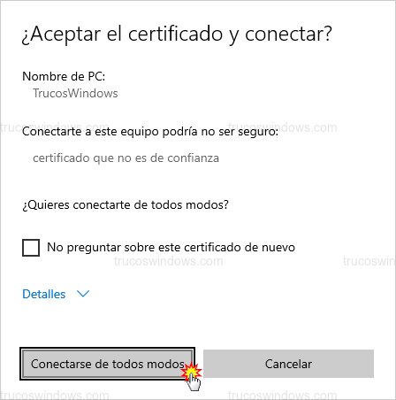 Certificado no confiable RDP
