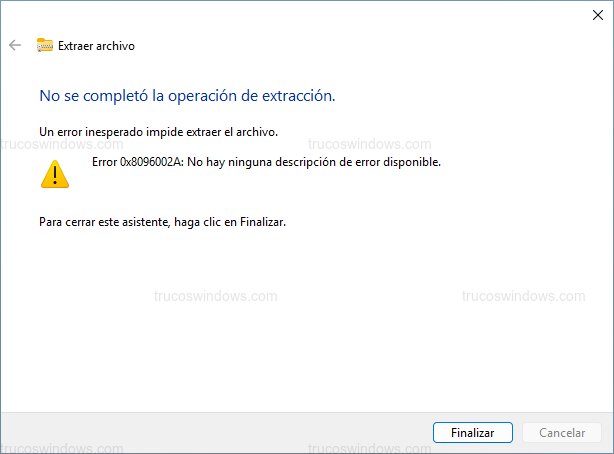 Error descompresión contraseña Error descompresión contraseña