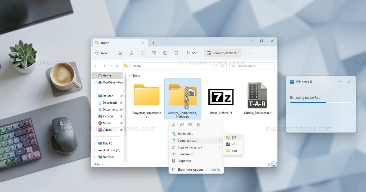 Cómo comprimir y descomprimir en ZIP, 7z y TAR en Windows 11