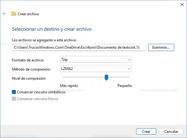 Opciones avanzadas compresión Opciones avanzadas compresión